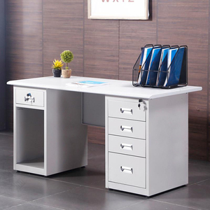 Modernes Design Stahl Büro tisch Einfache Montage Metall Computer Schreibtisch mit Cabrio Schubladen Schlösser für zu Hause oder in der Schule - Product Image 4