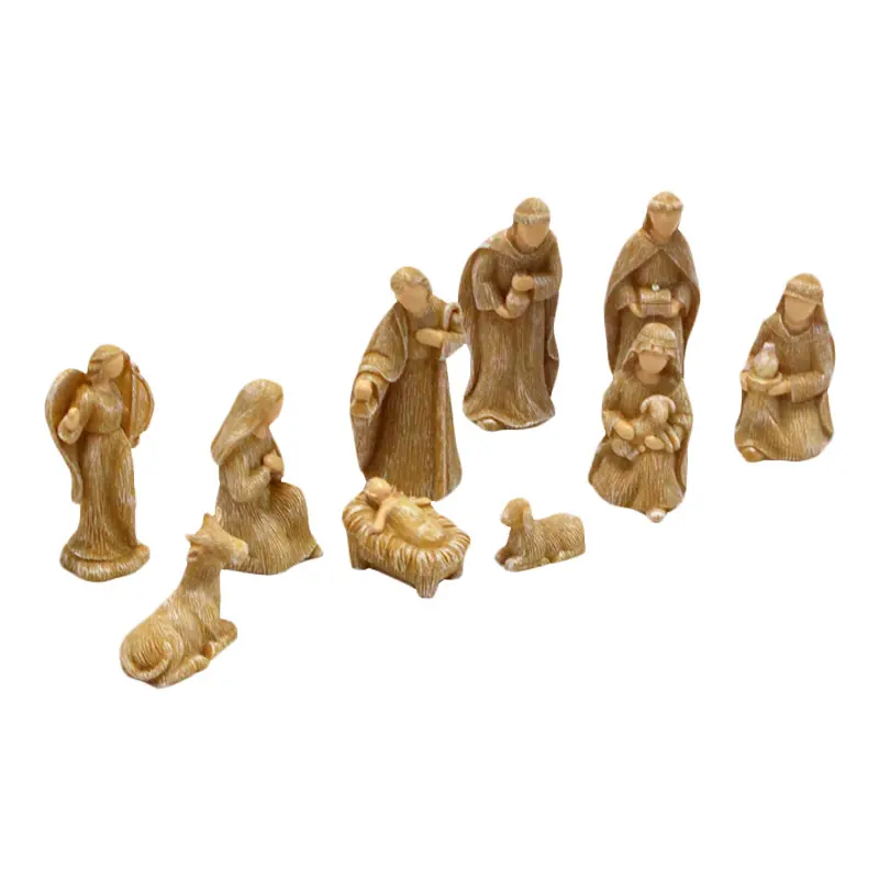 Dalam stok kustom Set adegan kelahiran Natal angka Modern Polyresin patung Manger Bayi Yesus 10 buah Set