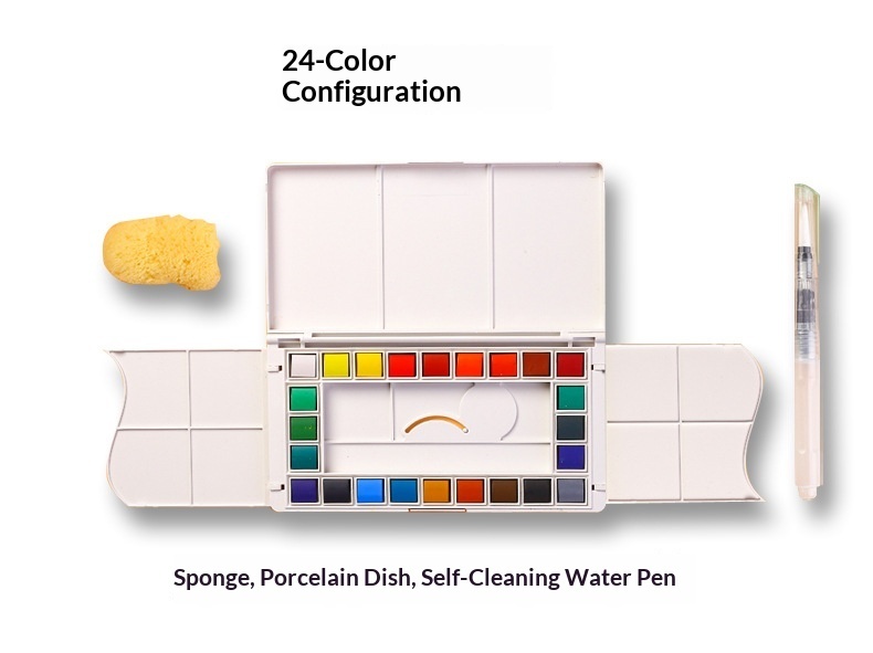 Coffret d'aquarelle solide de 24 couleurs