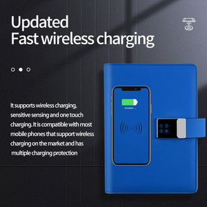 Artículo de regalo A5 Notebook Fingerprint Lock Diary Notepad 8000mAh Powerbank Leather Notebook con cargador inalámbrico de 5W - Product Image 3