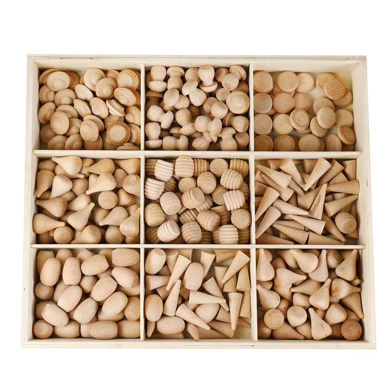 324 jolis petits blocs de construction (sac couleur bois naturel)