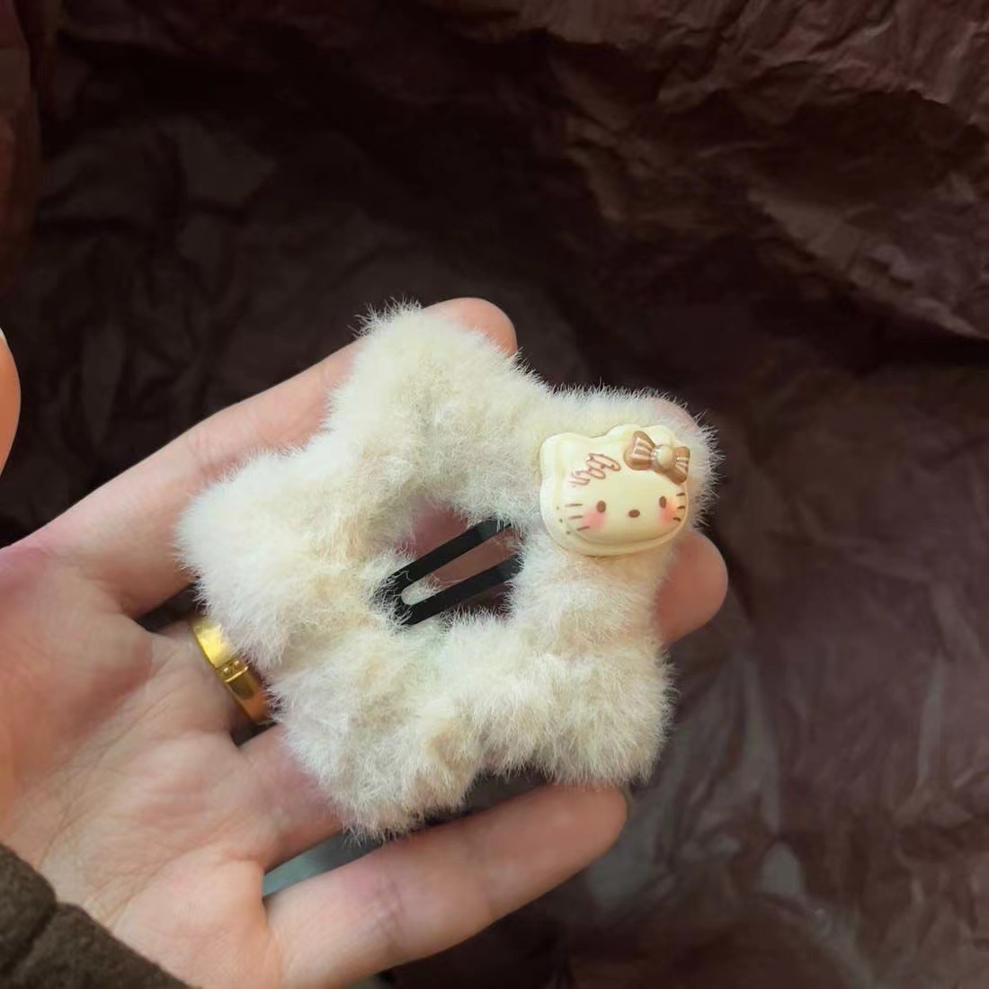 5268 peluche kt étoiles épingle à cheveux-biscuit chat beige