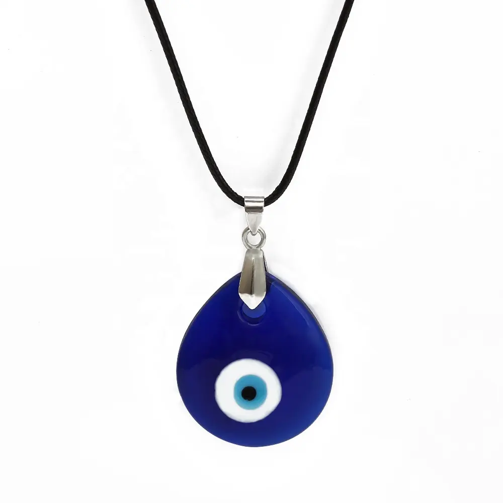 Collar con colgante de ojo malvado para hombre y mujer, cadena de Cuerda de vidrio, turco, suerte