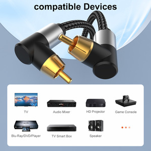 Cable coaxial de audio digital RCA macho a macho de 90 grados para subwoofer, TV, barras de sonido, amplificador, altavoz para uso en monitor de ordenador - Product Image 4