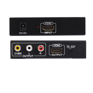 <strong>HDMI</strong> <strong>to</strong> <strong>HDMI</strong>+3RCA CVBS AV <strong>Composite</strong> Video Audio Adapter/Splitter with Power Adapter Support 1080P PAL NTSC for HD TV Camera Etc - Product Image 1
