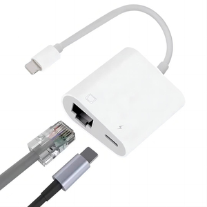 适用于iPhone即插即用2合1 RJ45以太网局域网适配器，带充电端口，适用于电话10/100Mbps - Product Image 1
