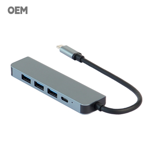 OEM/ODM 5-in-1 USB C Hub 4K <strong>HDMI</strong> <strong>Output</strong> 100W PD <strong>Input</strong> USB 3.0 LAN Port Dual Card Reader - Product Image 1