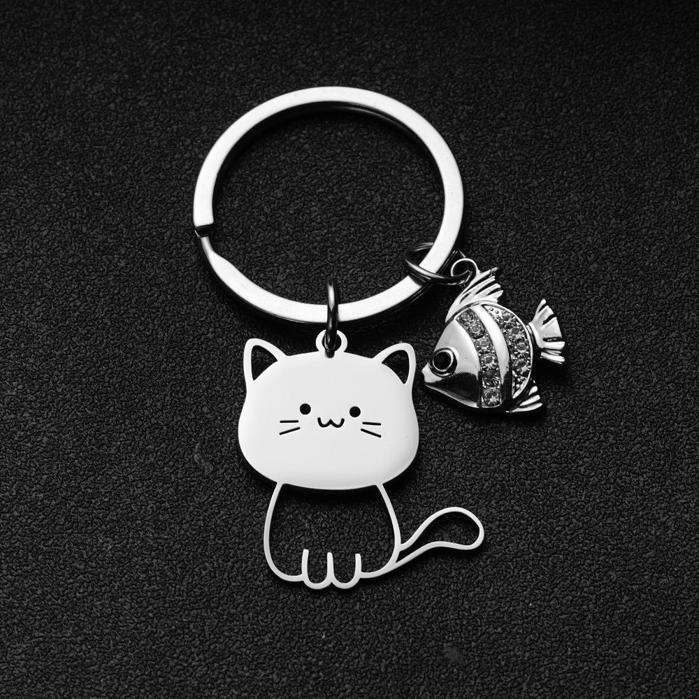 Cat keychain small fish accessories 2