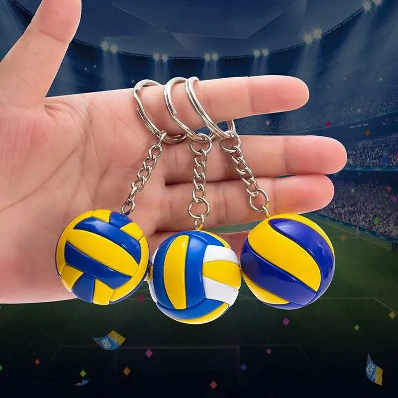 Promocional personalizado recuerdo regalo nuevo diseño deportes llaveros 3D Pvc Mini voleibol colgante llavero de plástico
