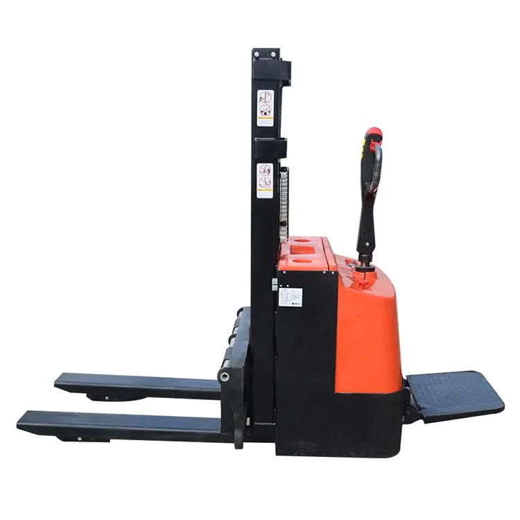 Easy to maneuver in tight spaces Stand-on Full Electric Stacker with Compact design