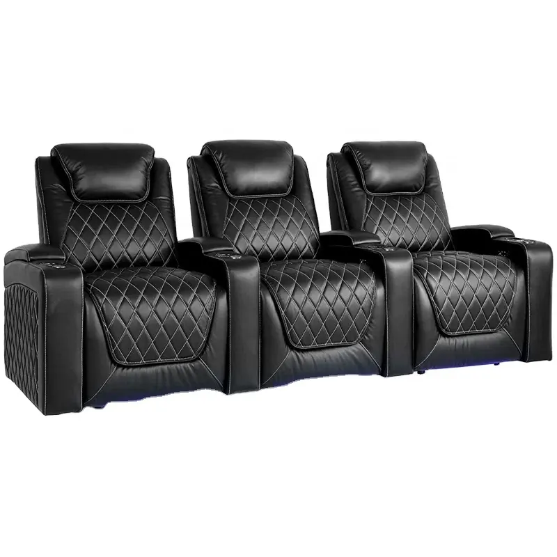 Geeksofà moderno divano in pelle o in pelle per Home Theater reclinabile Set con potere poggiatesta supporto lombare