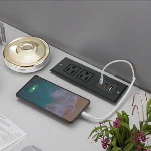 USB + Type-C быструю зарядку настольные розетки с 2-мя гнездами настольного освещения аксессуары со скрытым кабелем США штекер - Product Image 2