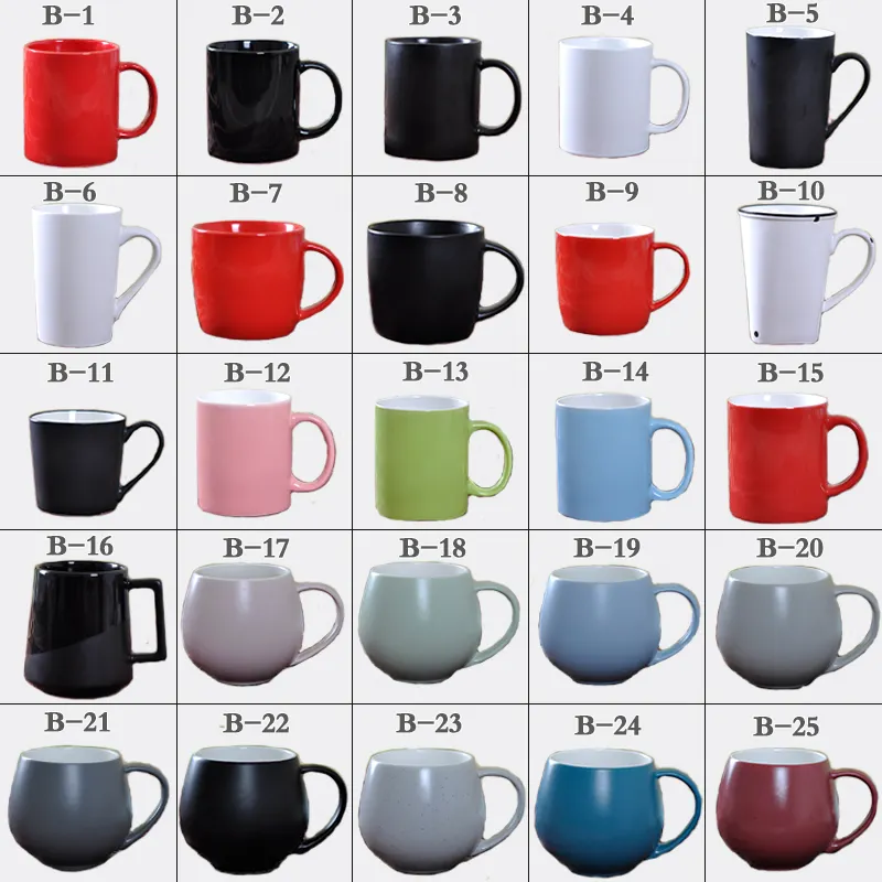 12oz OEM de alta qualidade revestimento branco preto esmalte colorido porcelana caneca sublimação em branco caneca de cerâmica xícara de café com logotipo personalizado