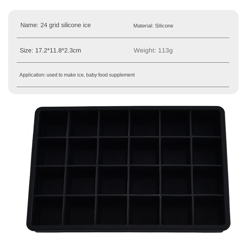 Bac à glaçons en silicone 24 grilles noir