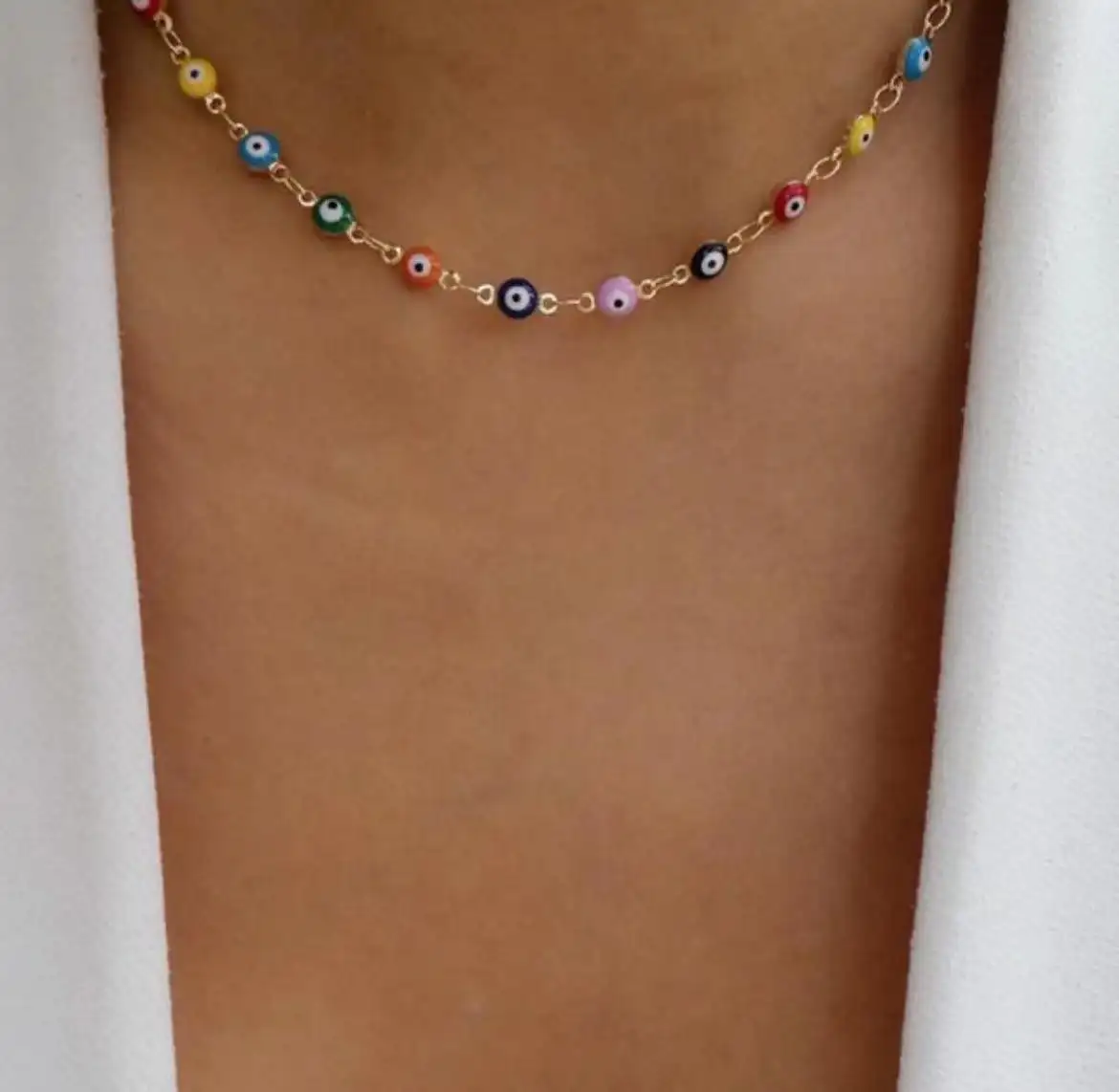 Più nuovo modo Multi colore turco perline collana perline occhi catena popolare donne occhio di gioielli all'ingrosso