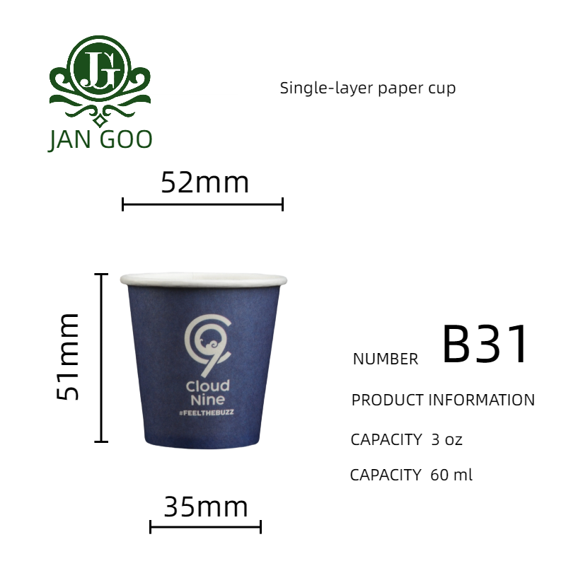 B31: vaso de papel de una sola capa de 3 oz