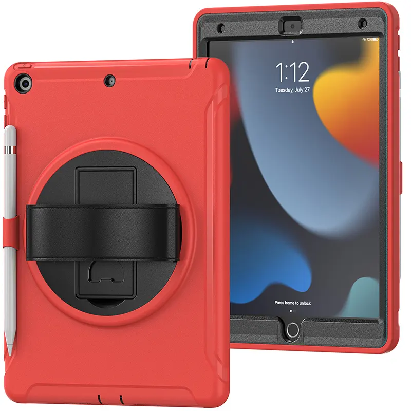 Rugged TPU and plastic combo hybrid case with 360 rotate stand for iPad 10.2 inch 9th generation