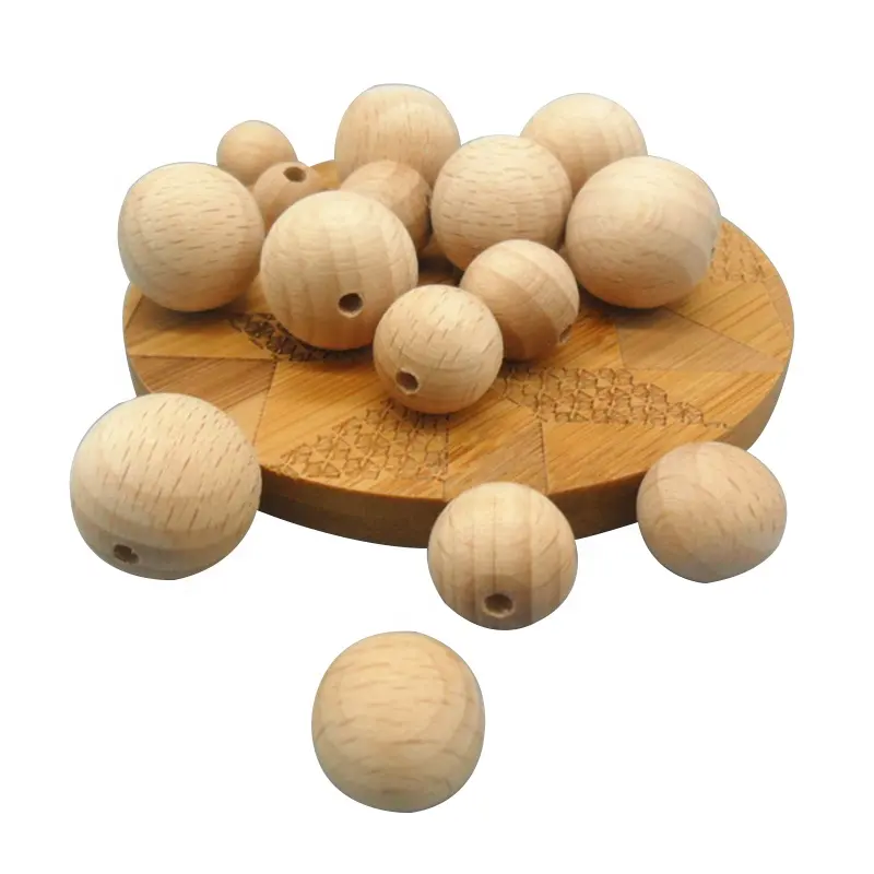 Contas de madeira americana do norte, contas de madeira redonda, bolas de madeira natural para decoração de feriados diy