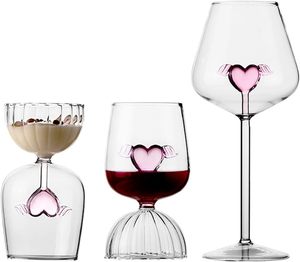 Creative Glass Wine Goblet Pink <strong>Love</strong> Red Wine <strong>Cup</strong> Romantic Heart Shaped Wine Glasses Champagne Goblet Drinking <strong>Cup</strong> for Wedding - Product Image 4
