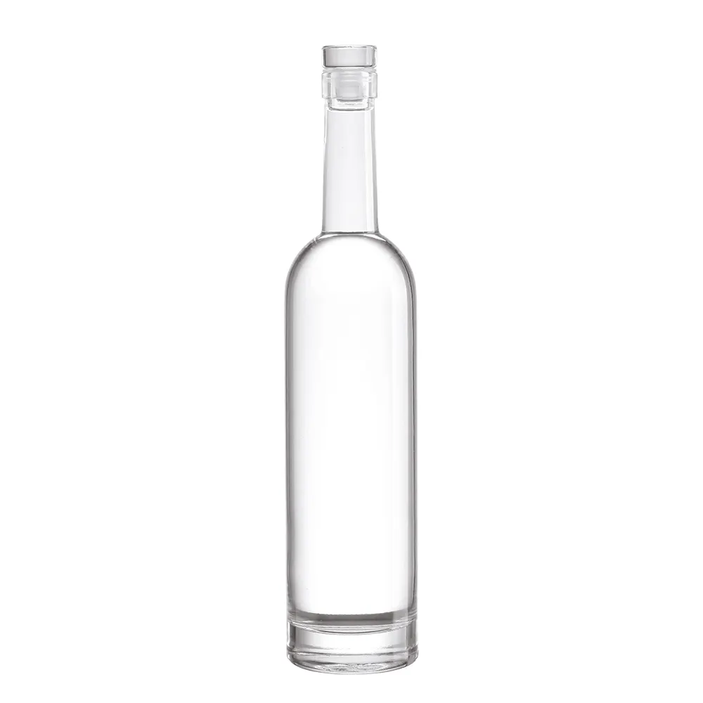 Großhandel Maßge schneiderte runde Form Flint High Glass 700ml Klarglas Alkoholische Flasche Schnaps Glasflasche leer