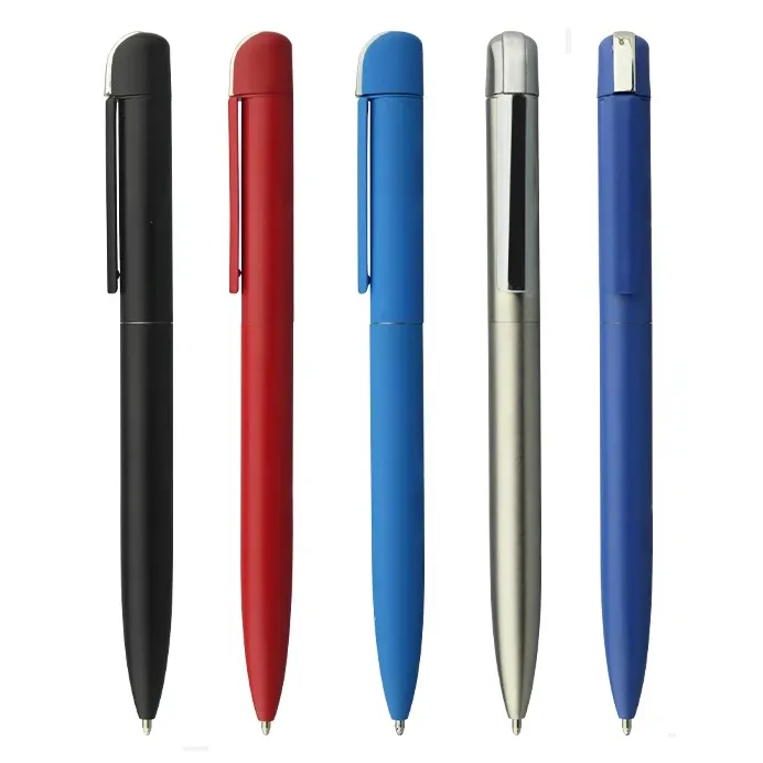 Custom Promotional Metal Engraved matte body Ball Point rubber finished ball Pens With Logo