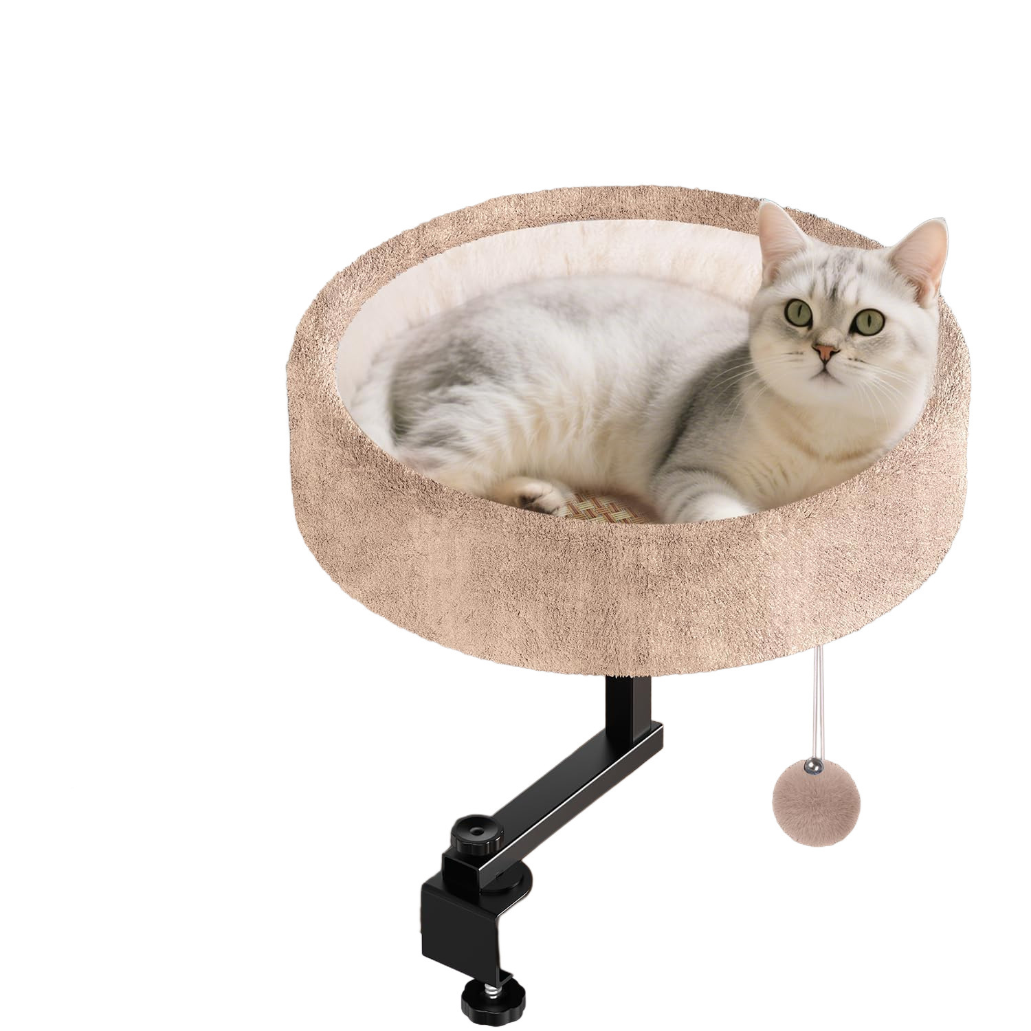 Lit pour chat de bureau beige à 360 degrés