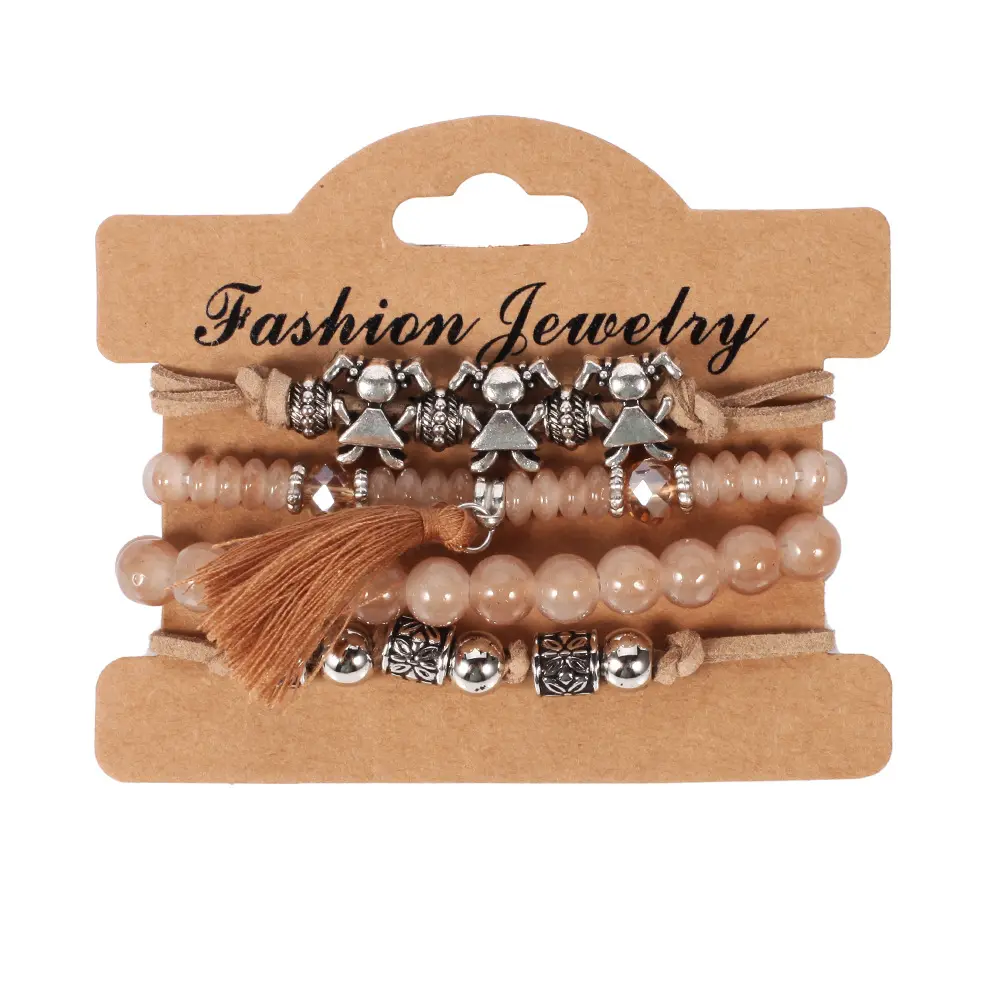 De alta calidad de las mujeres de la moda Boho Vintage estilo multicapa barato con cuentas pulsera encanto hecho a mano lindo pulseras de perlas para niña
