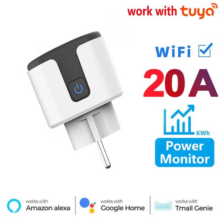Smart Socket WiFi EU-Stecker 20A mit Power Monitoring Timer Home Outlet Unterstützung Google Alice Smart Things Alexa