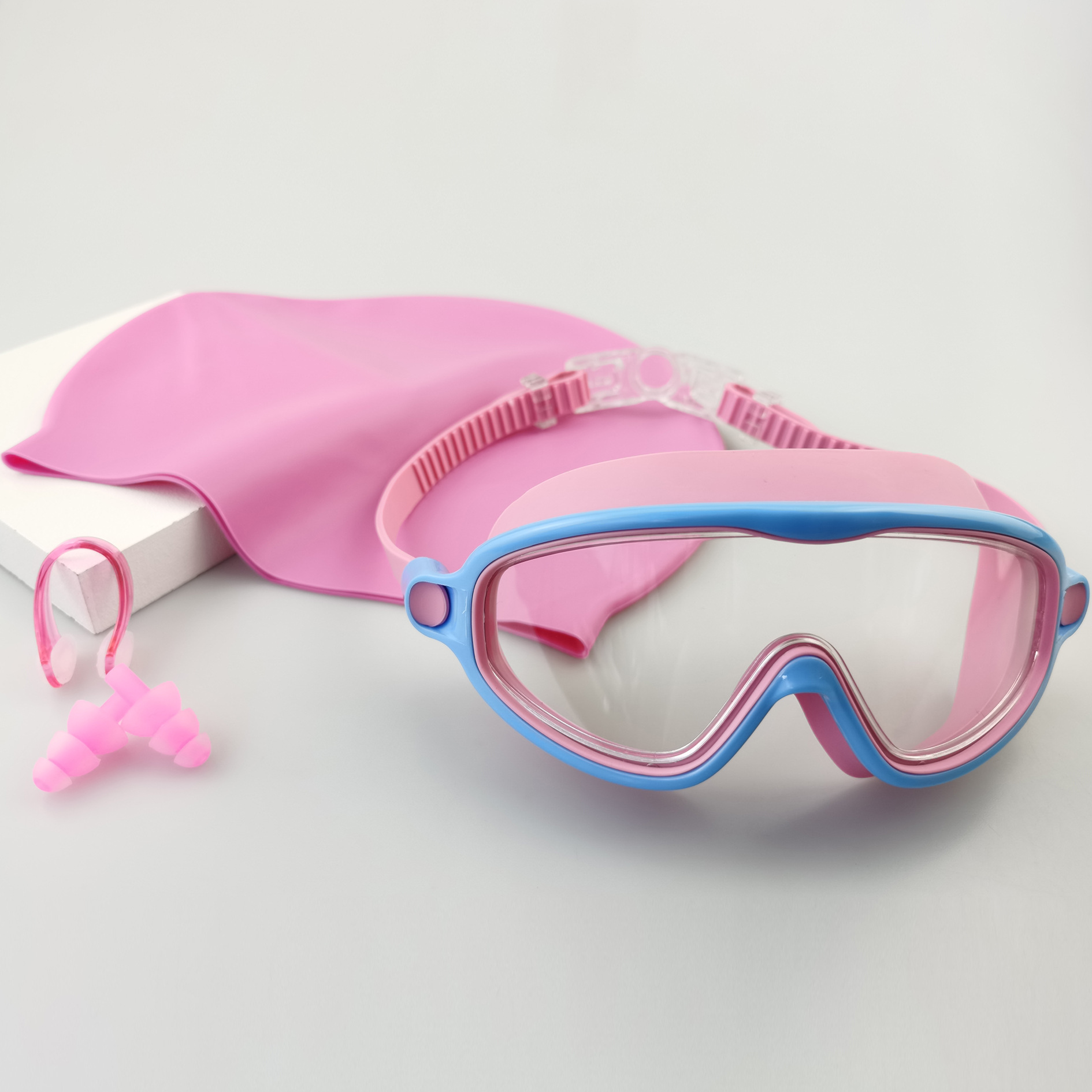 Conjunto rosa y azul