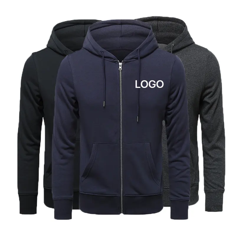 high quality wholesale blank plain heavyweight terry full zip up pullover hoodie set custom men's hoodies sweatshirts