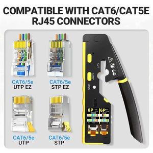 Прожим 3-в-1 сетевой обжим для CAT8/7/6A/6/5E LAN кабель RJ11/12 Tel модульный кабель стальной материал (AM-6088) - Product Image 4