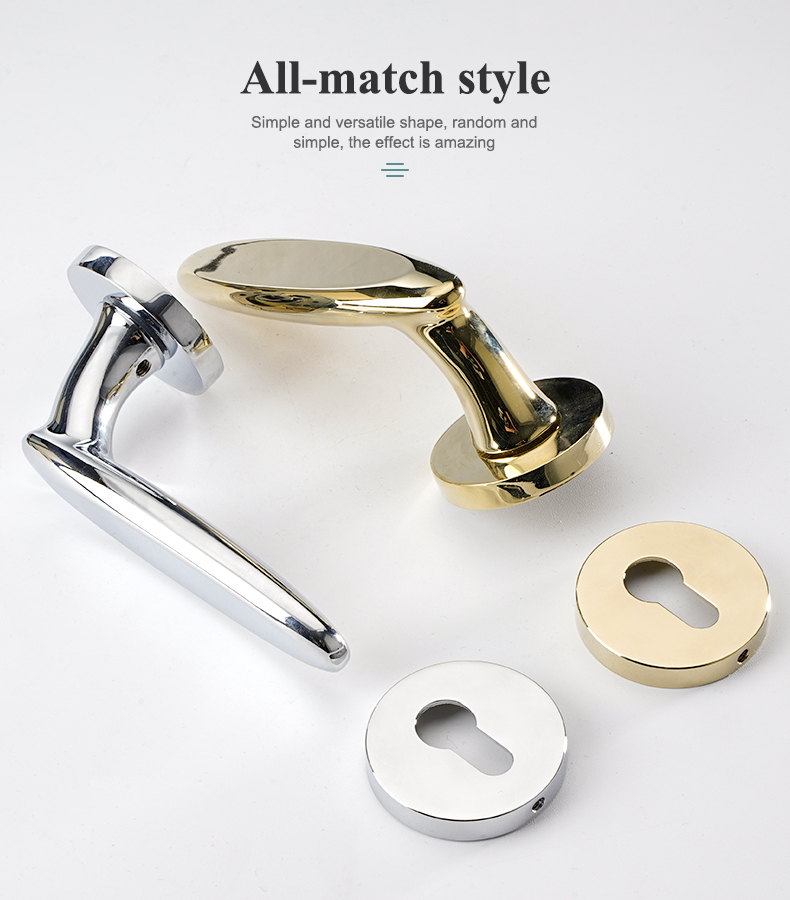 Fancy Style Gold Color Round Zinc Alloy Chrome Hotel Living Room Wooden Door Handle And Lock