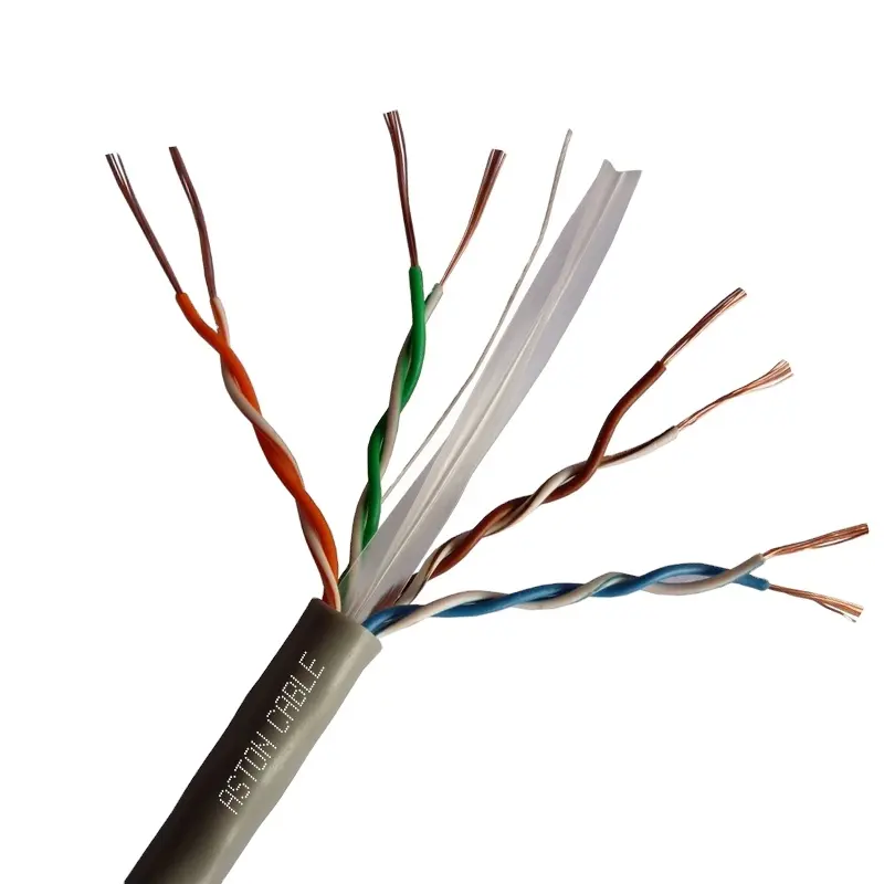 Cable de cobre UTP cat5e, 4 pares, CAT5, CAT5E, CAT6, RJ45, macho a macho, Cable de red ethernet plano, precio de fábrica