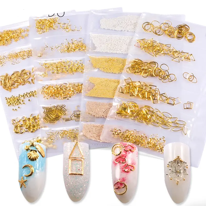 Mixto 3D DIY hueco de Metal Marco de Arte de uñas decoraciones oro remache pegatinas para manicura accesorios Verano de Slider clavos de uñas