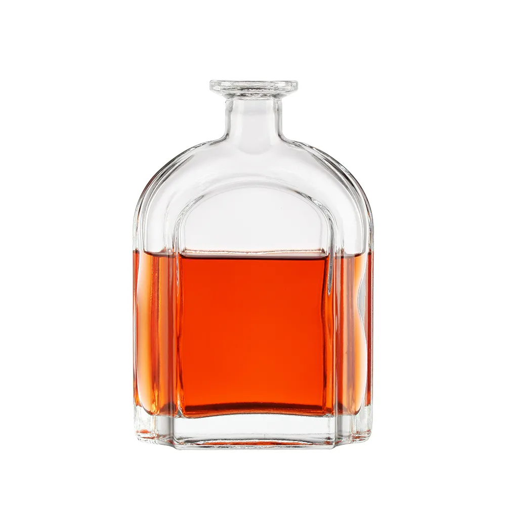 Customized 500ml brandy XO cognac glass bottles premium flat crystal classical vodka whisky liqueur tequila spirits bottles
