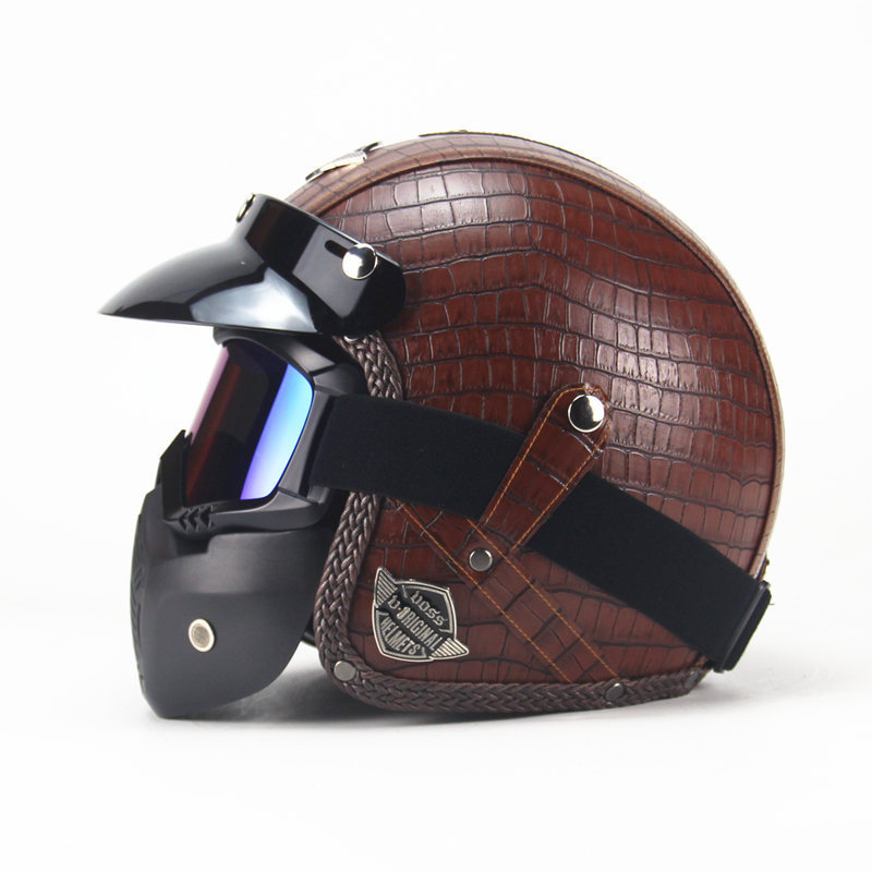 Cuir imitation crocodile marron-avec masque