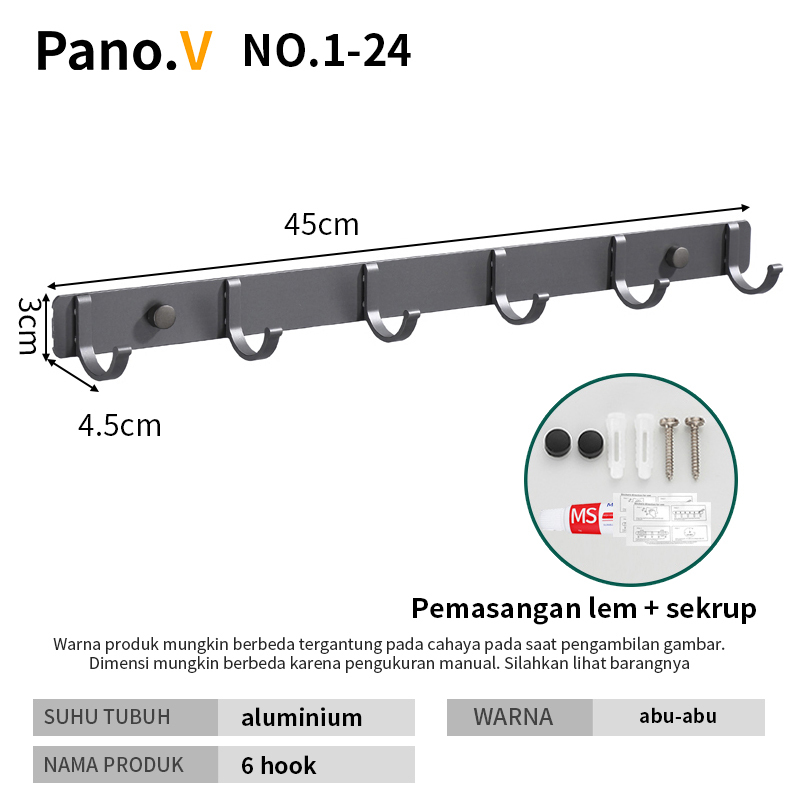 NO.1-24 Grey 6 hooks