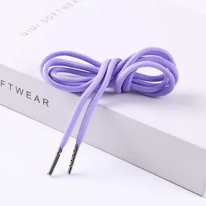 売れ筋ドローストリングコード衣服用コットン6mmラウンドパーカードローコードストリングメタルチップ付き - Product Image 2