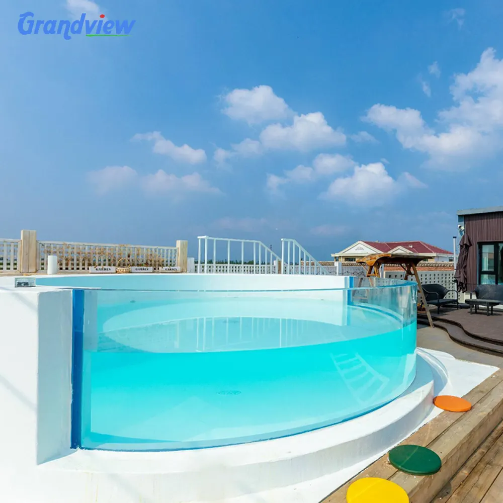 80 mm curvo acrílico jardim piscina painel acrílico piscina folhas de natação para hotel
