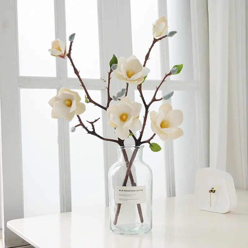Home Decor Hochzeit Blumenstrauß Vase Blumen arrangement Künstliche Magnolien Blumen