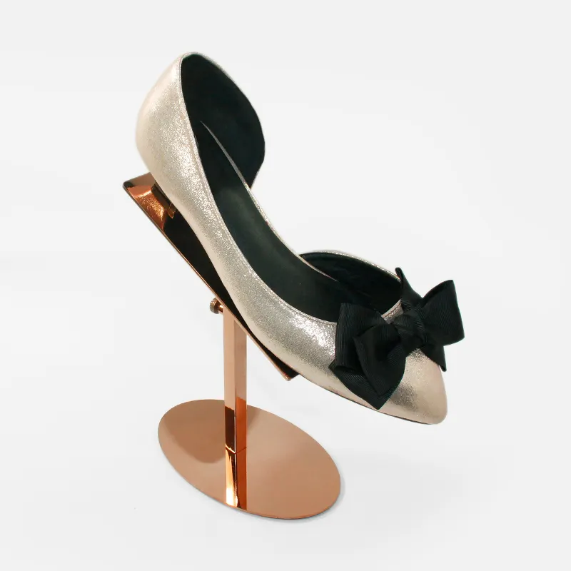 High-grade stainless steel gold metal shoes display holder stand for shoes shop
