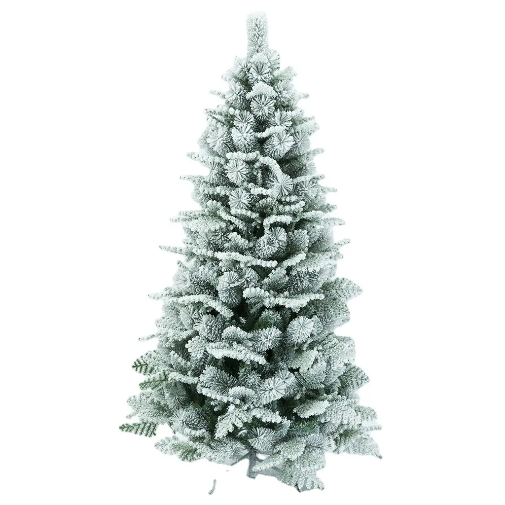 6 piedi floccato di neve incernierato in PVC artificiale ago di pino albero di natale bianco floccato albero di natale