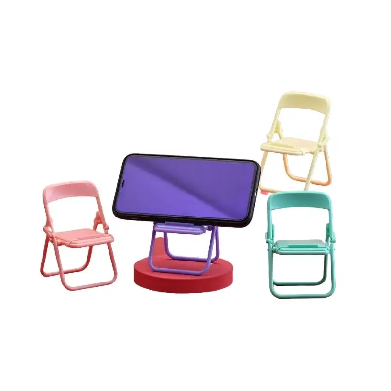 새로운 디자인 크리 에이 티브 작은 의자 휴대 전화 스탠드 홀더 핸드폰 귀여운 미니 접이식 비치 의자 휴대 전화 홀더