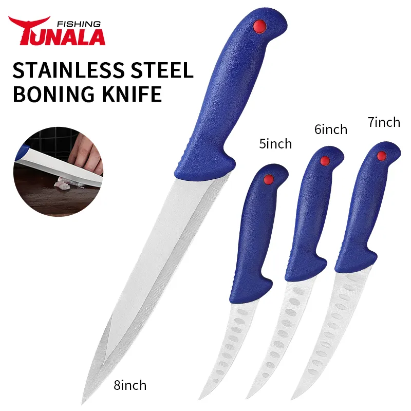 4pcs Stainless Steel Filleting Knife Set PP+TPR Handle Fishing Knife Outdoor Camping Light Fish Fillet Knife