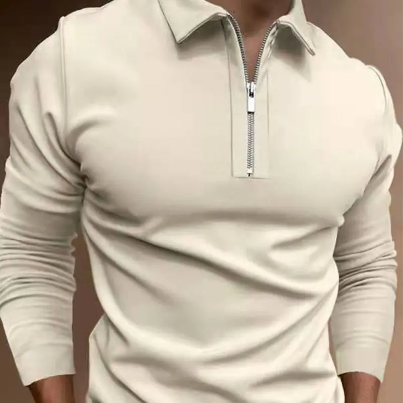 Herbst neue Polos hirt Reiß verschluss einfarbige Herren Langarm T-Shirt verschiedene Stile Großhandel