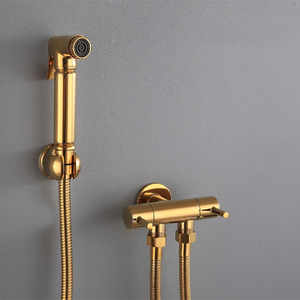 Tüm bakır altın bide açılı vana güçlendirici sifon Modern tasarım bir giriş ve otel Toilets için iki çıkışları ile - Product Image 2