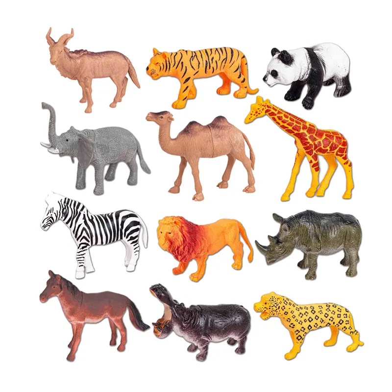 Set di giocattoli per animali selvatici per la prima educazione dei bambini 12 pezzi mini giocattoli realistici set di modelli di regno di animali selvatici