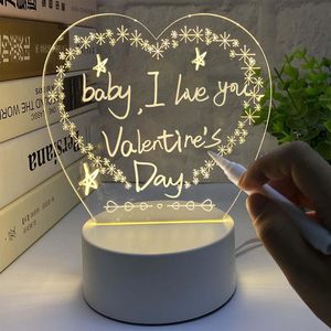 Modern 3D LED not kurulu ile renkler yeniden yazılabilir akrilik lamba USB gece lambası yaratıcı LED tasarım stili ve kalem aksesuarı - Product Image 6