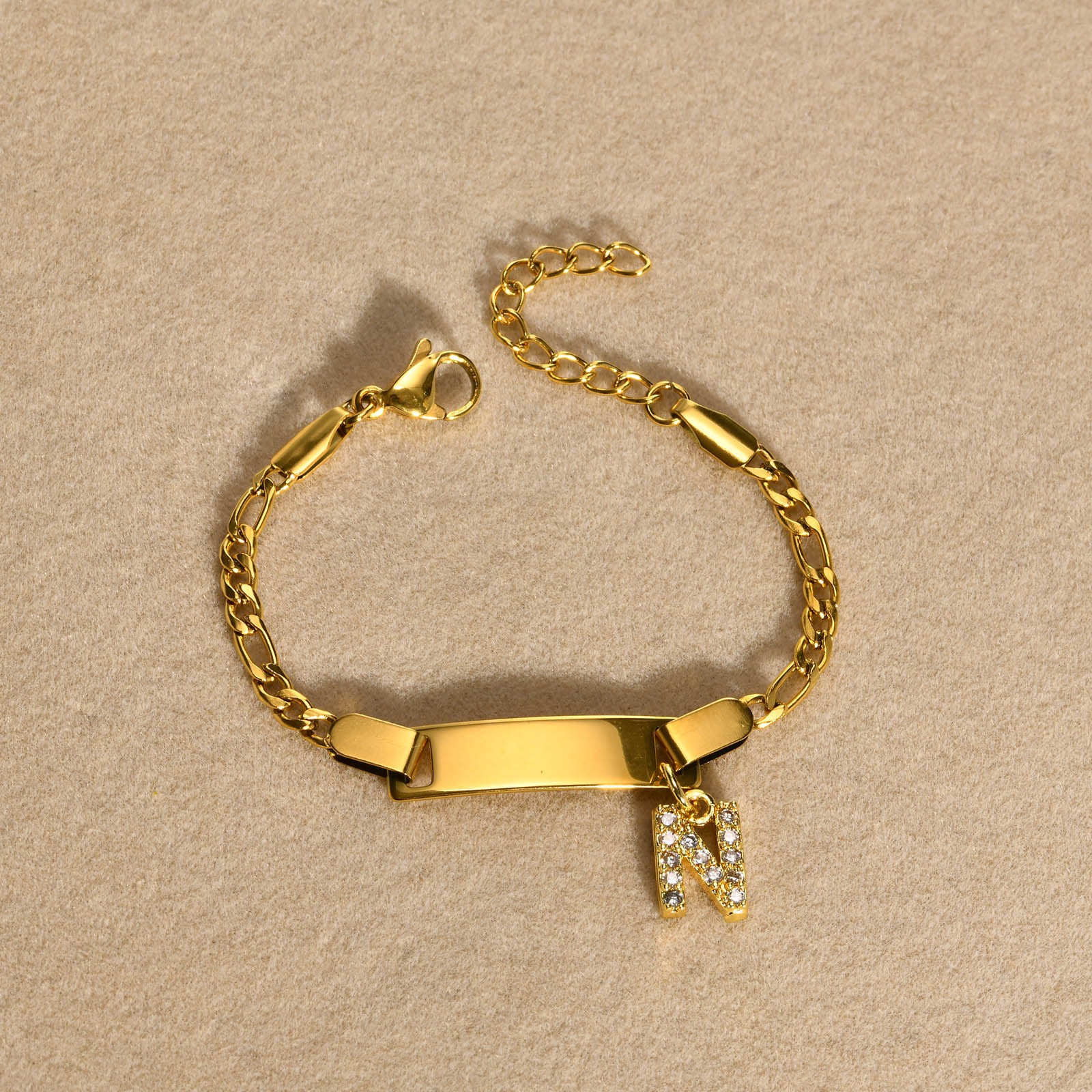 Lettre dorée N de 12 cm