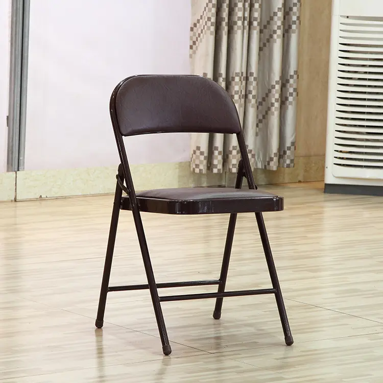 Silla industrial plegable de metal para exteriores, silla de comedor de bambú para relajarse, oficina, conferencia, venta al por mayor